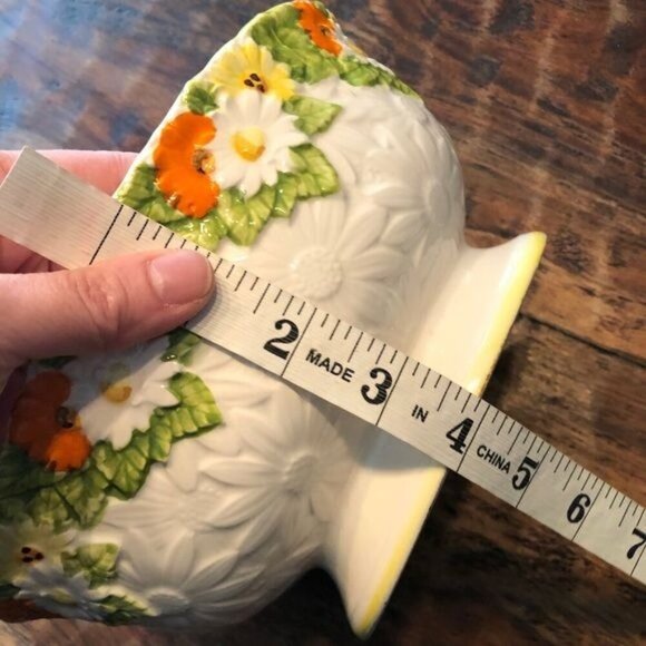 Vintage Lefton Oval Daisy Bowl Orange/Yellow/White - Picture 4 of 12